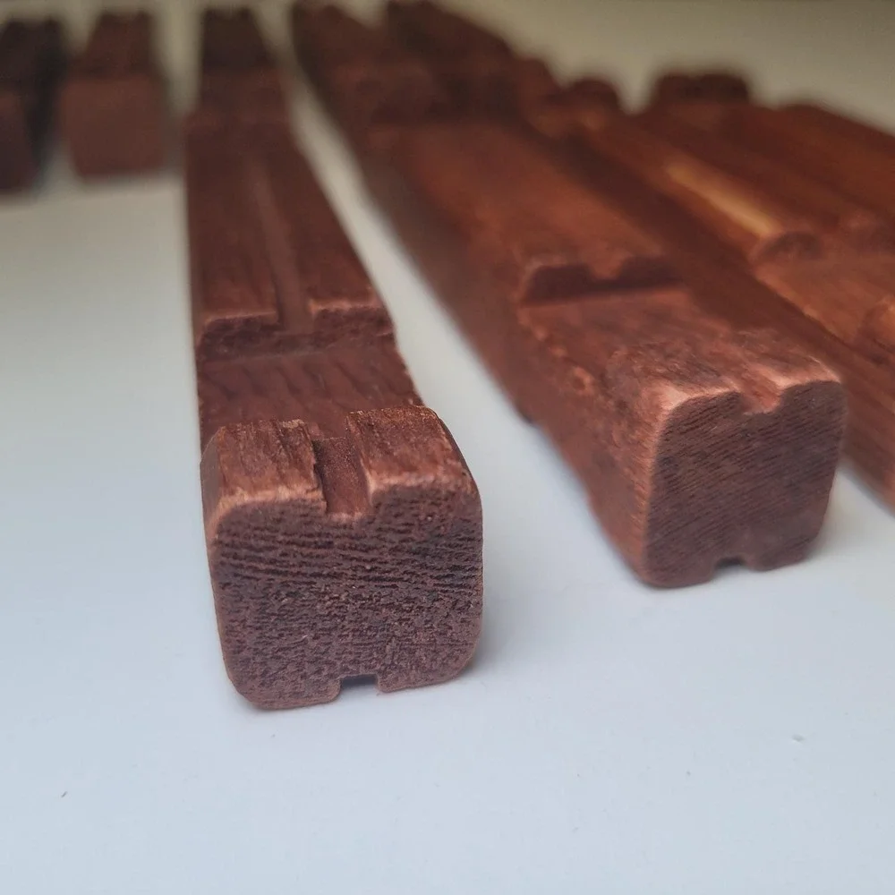 Vintage Lincoln Logs Replacement Square 9 Piece Set Dark Brown Wood 4.5 Inch‎